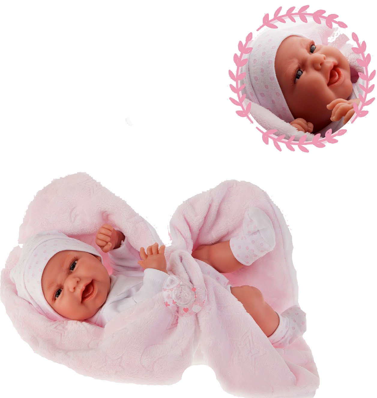 Кукла-младенец Фатима на розовом одеяльце, 33 см.  